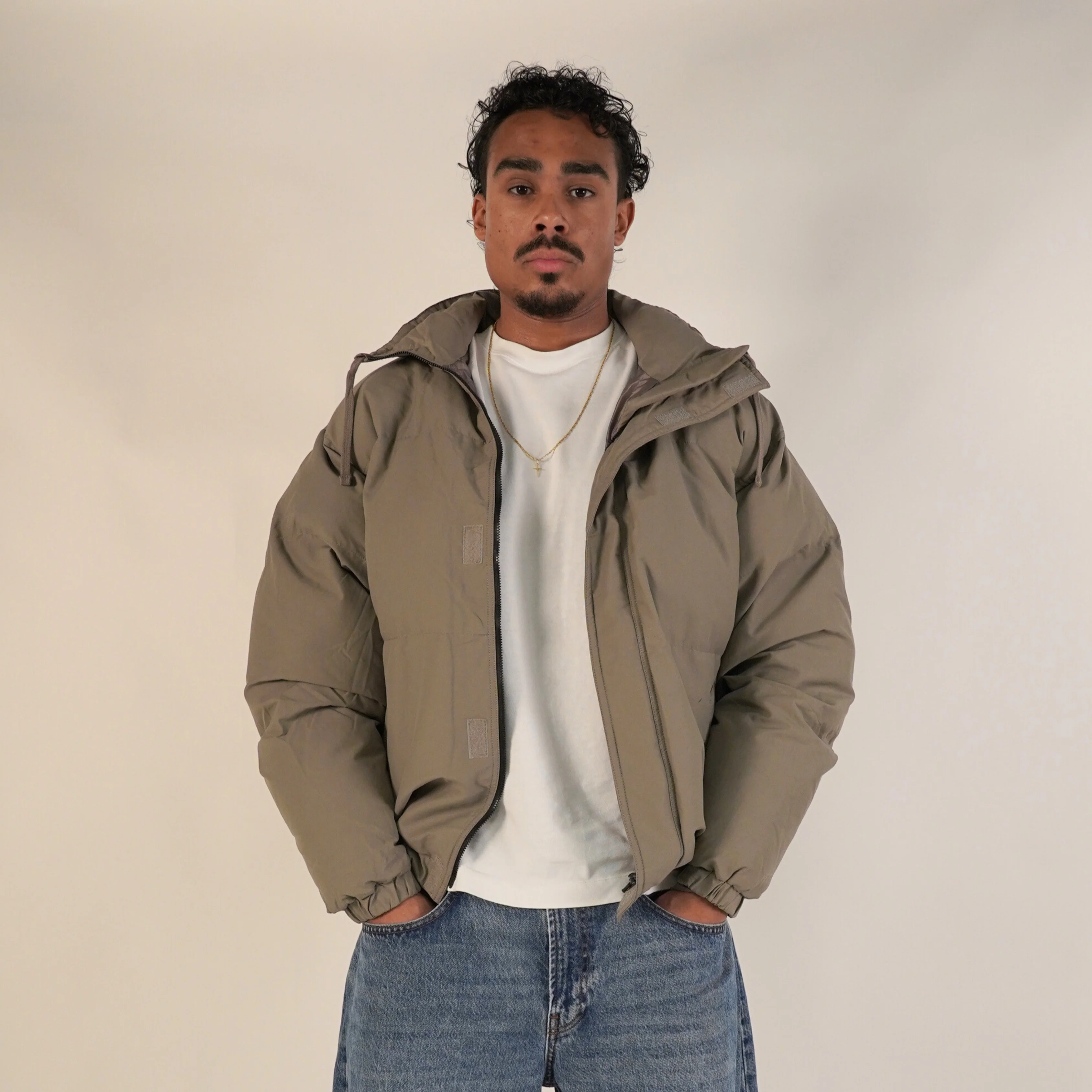 Fear of God Essentials FW20 Puffer Jacket Taupe - Image 3