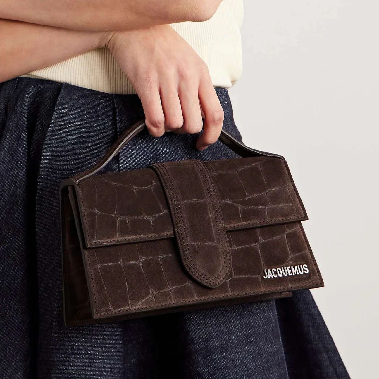 Jacquemus Le Grand Bambino Croco Dark Brown - Image 2