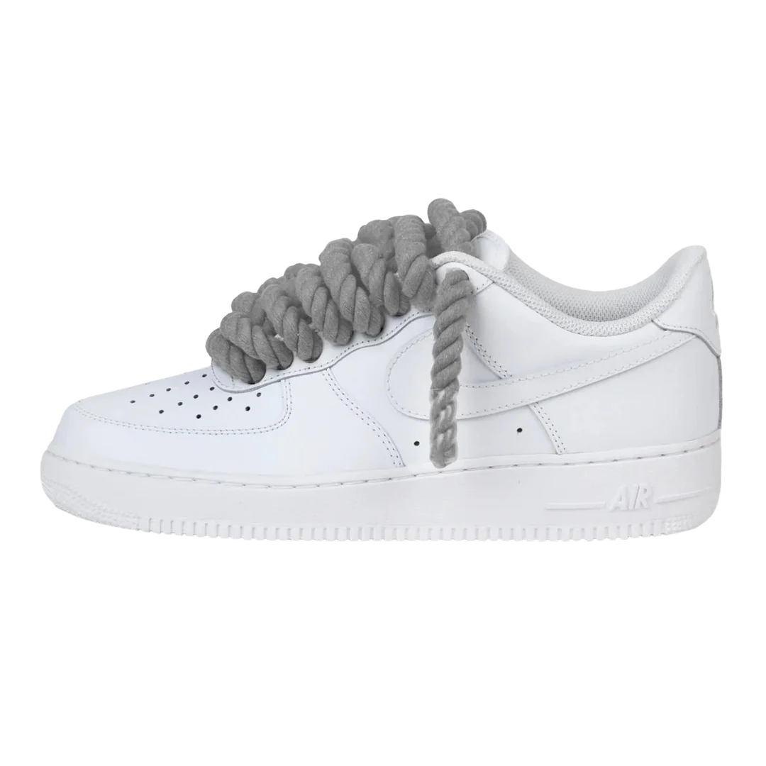 Nike Air Force 1 Low Rope Laces Light Grey Custom