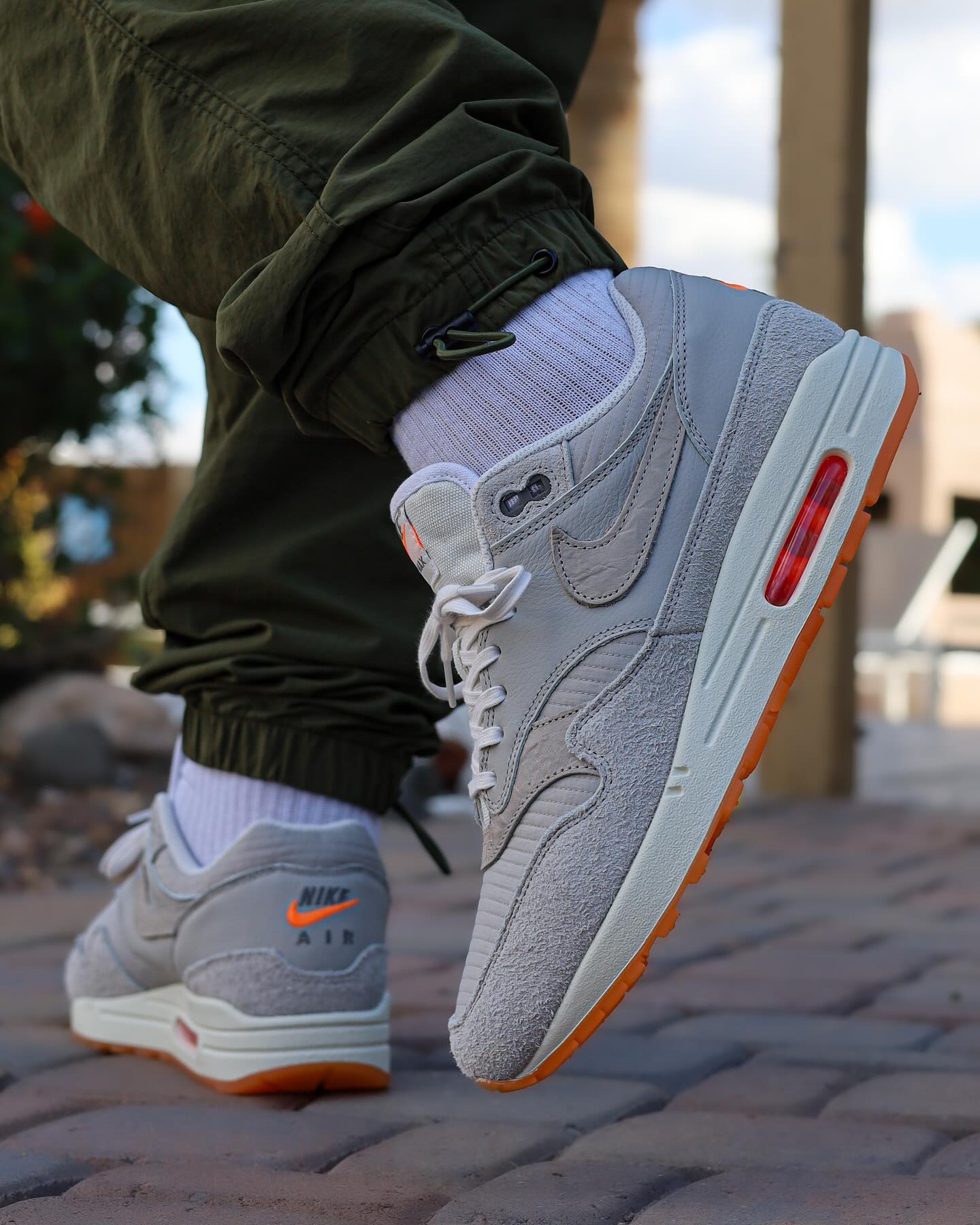 Nike Air Max 1 PRM Light Iron Ore Total Orange - Image 2