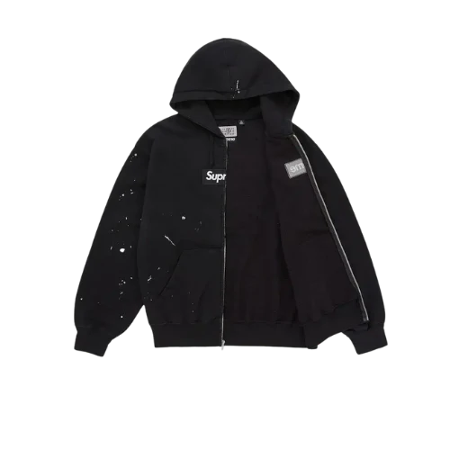 Supreme MM6 Maison Margiela Box Logo Zip Up Hooded Sweatshirt Black - Image 2
